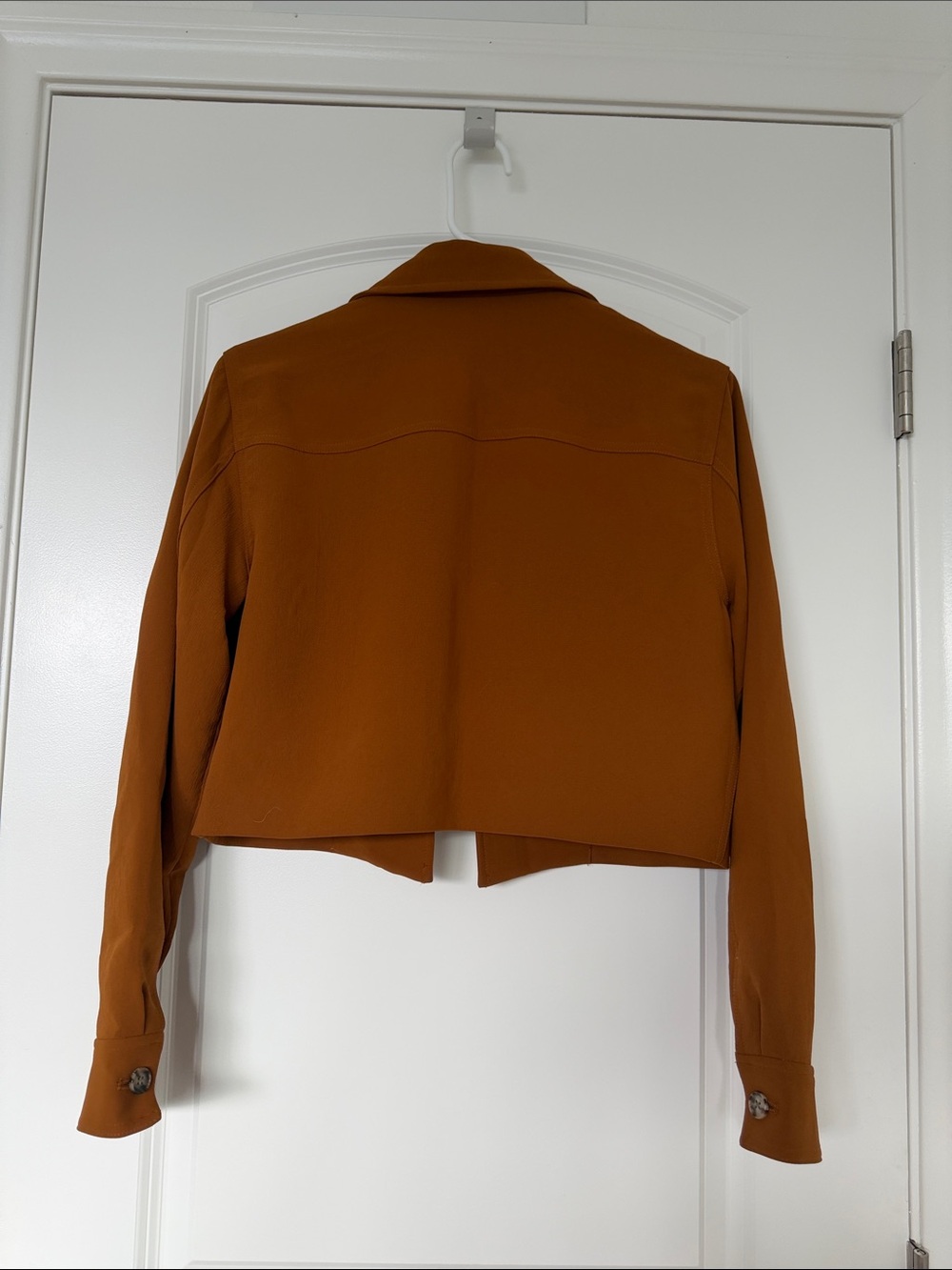 Aritzia Wilfred Cropped Button-Front Jacket in Rich Chesnut - Picture 2 of 3